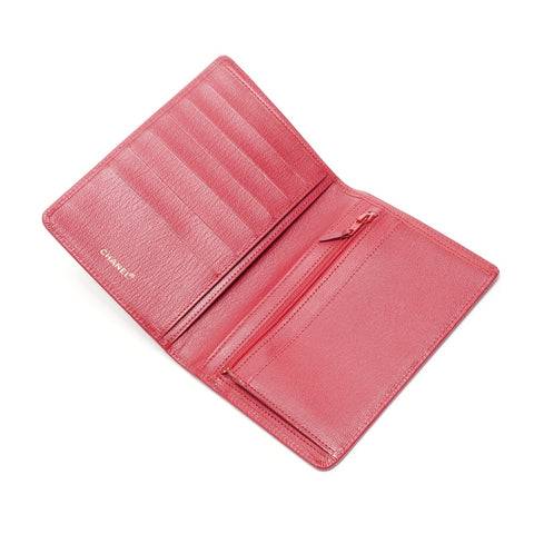 CHANEL No. 6 2000-2002 小牛皮护照套旅行箱 COCO Mark 双折钱包红色 WS24915