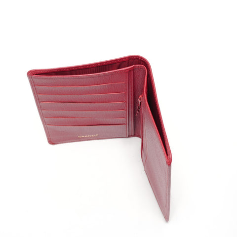 CHANEL No. 6 2000-2002 小牛皮护照套旅行箱 COCO Mark 双折钱包红色 WS24915