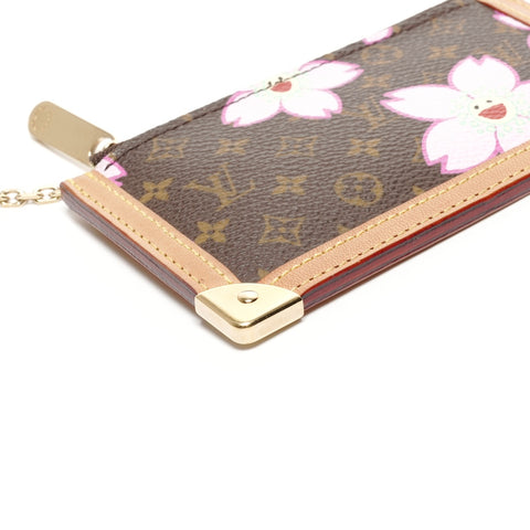 LOUIS VUITTON 2003 Pochette Cle Monogram Cherry Blossom Coin case multicolor WS24916