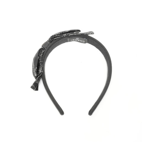 CHANEL Silk Dot Ribbon COCO Mark Headband hair accessory black WS24920