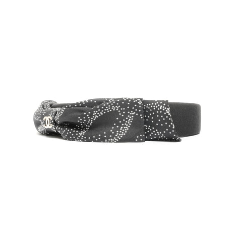 CHANEL Silk Dot Ribbon COCO Mark Headband hair accessory black WS24920