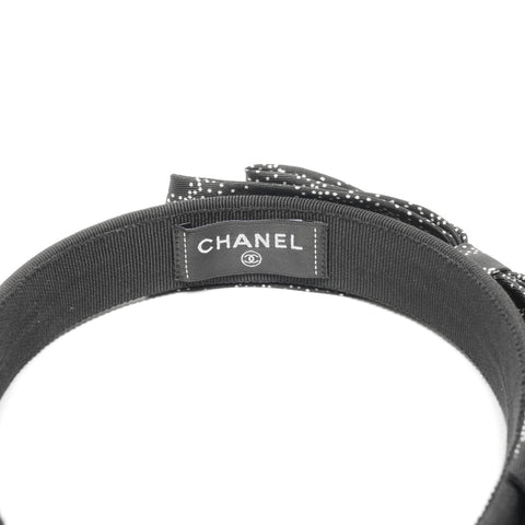 CHANEL Silk Dot Ribbon COCO Mark Headband hair accessory black WS24920