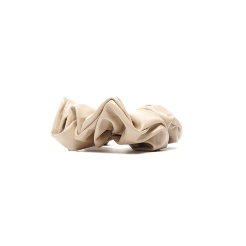 PRADA Leather scrunchie with triangle logo hair accessory beige WS24921