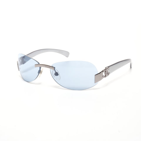 CHANEL Rimless Blue Lenses sunglasses purple WS24922