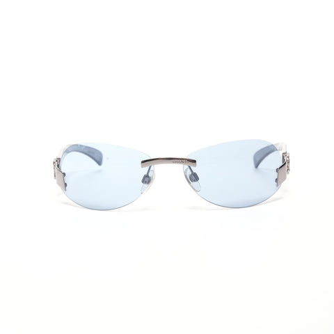 CHANEL Rimless Blue Lenses sunglasses purple WS24922