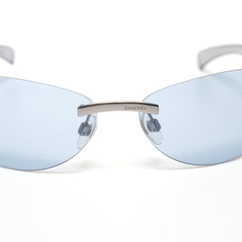 CHANEL Rimless Blue Lenses sunglasses purple WS24922