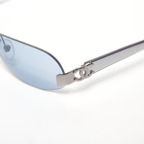 CHANEL Rimless Blue Lenses sunglasses purple WS24922
