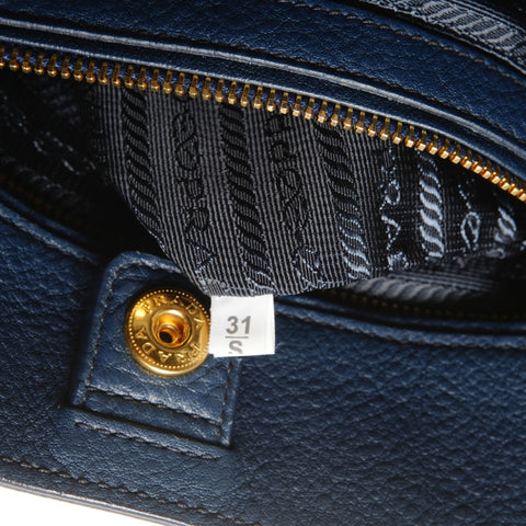 PRADA Leather 2way Shoulder Bag blue WS24927