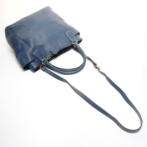 PRADA Leather 2way Shoulder Bag blue WS24927