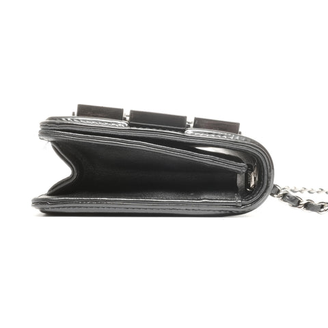 CHANEL 19th series 2014 Boy Stripe Shoulder Bag black WS24929