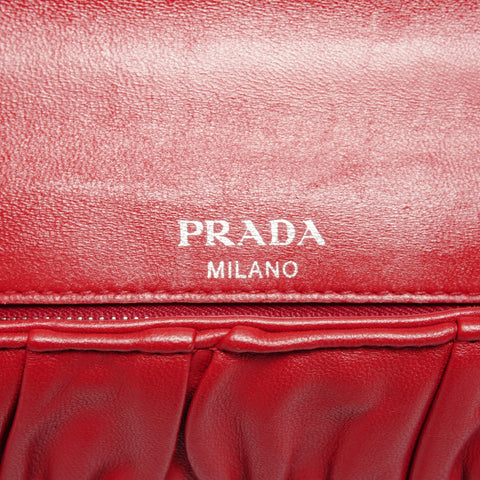 PRADA Chain Nappa Gaufre Shoulder Bag Red WS24930