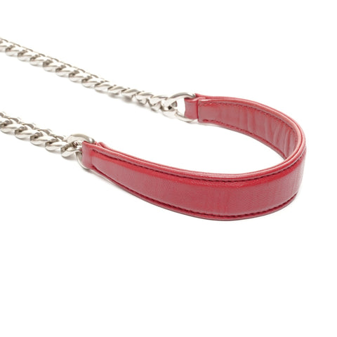 PRADA Chain Nappa Gaufre Shoulder Bag Red WS24930