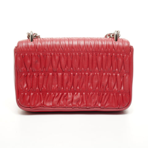 PRADA Chain Nappa Gaufre Shoulder Bag Red WS24930