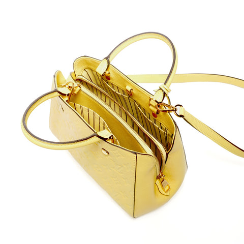 LOUIS VUITTON 2014 Monogram Empreinte Montaigne BB Handbag yellow WS24931