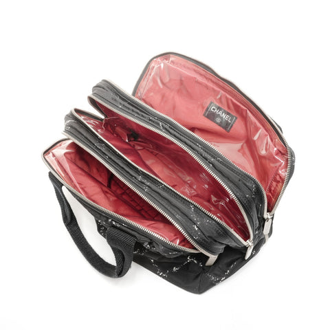 CHANEL No. 5 1997-1999 Nylon Travel Line Handbag black WS24933