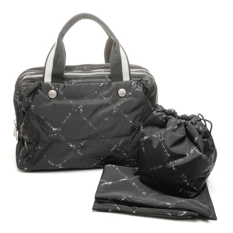 CHANEL No. 5 1997-1999 Nylon Travel Line Handbag black WS24933