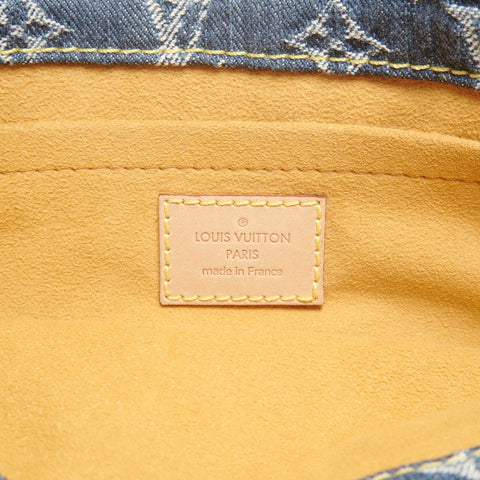 LOUIS VUITTON Monogram Denim Flat Shopper Handbag Navy WS24942