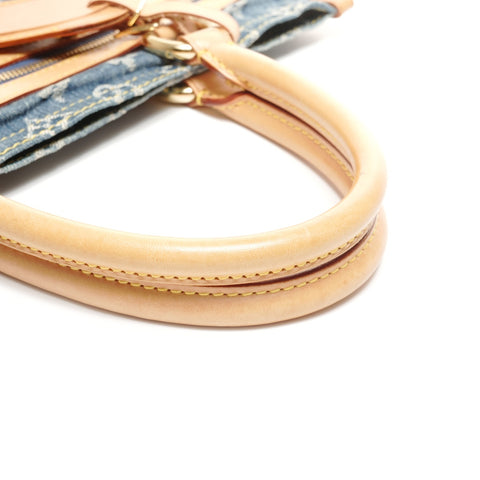 LOUIS VUITTON Monogram Denim Flat Shopper Handbag Navy WS24942