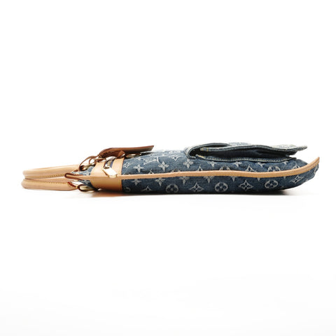 LOUIS VUITTON Monogram Denim Flat Shopper Handtasche Marine WS24942