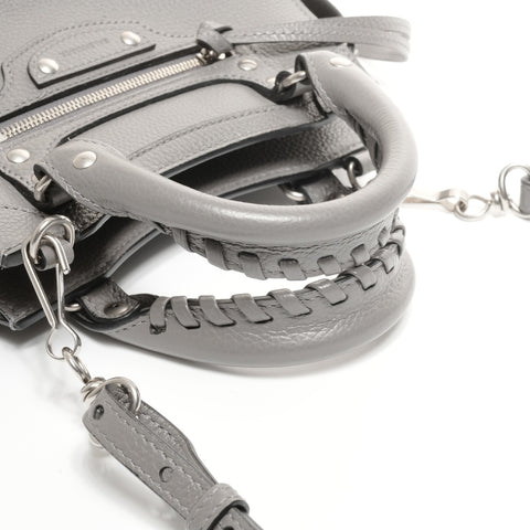 BALENCIAGA Neo City 2way Mini Leather Handbag gray WS24944