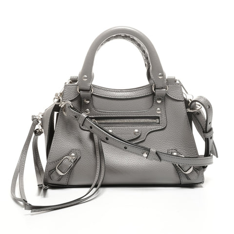 BALENCIAGA Neo City 2way Mini Leather Handbag gray WS24944