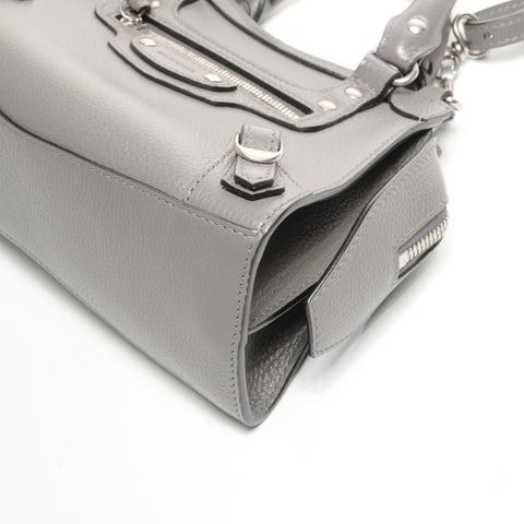 BALENCIAGA Neo City 2way Mini Leather Handbag gray WS24944