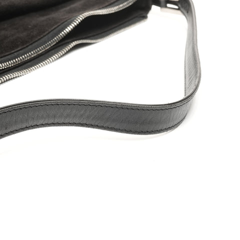 FENDI Suede Mamma Baguette Shoulder Bag black WS24947