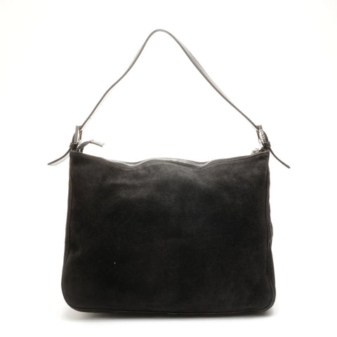 FENDI Suede Mamma Baguette Shoulder Bag black WS24947