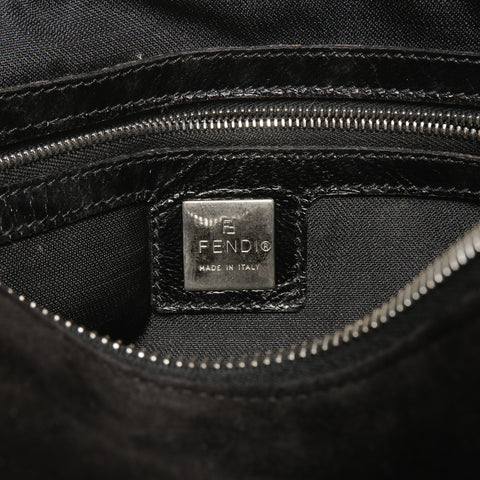 FENDI Suede Mamma Baguette Shoulder Bag black WS24947