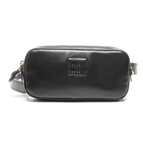 Miu Miu Leder-Logo-Gürtel Gürteltasche schwarz WS24948