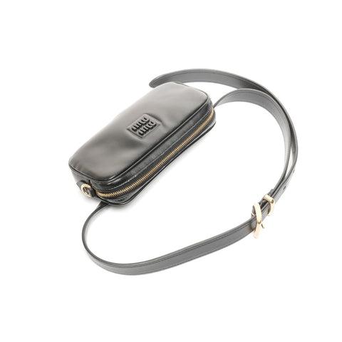 Miu Miu Leather logo belt Waist bag black WS24948