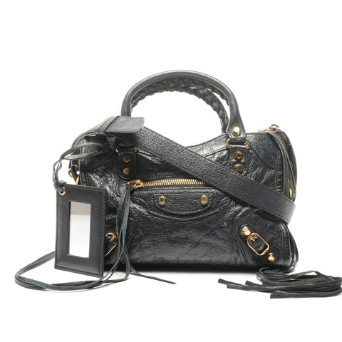 BALENCIAGA Mini City Lambskin 2way Shoulder Bag black WS24953