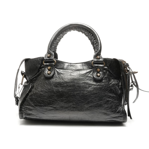 BALENCIAGA Lambskin City 2way Handbag black WS24958