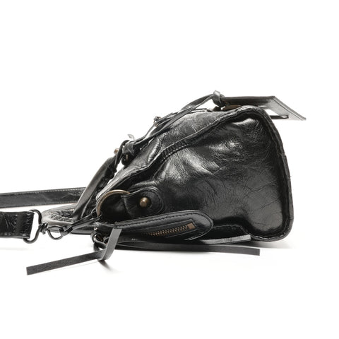 BALENCIAGA Lambskin City 2way Handbag black WS24958
