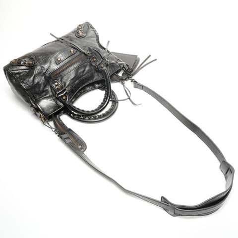 BALENCIAGA Lambskin City 2way Handbag black WS24958