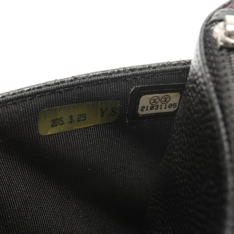 CHANEL No. 21 Matelasse Caviar Leather Chain Wallet Silver Metal 2015-2016 Shoulder Bag black WS24959