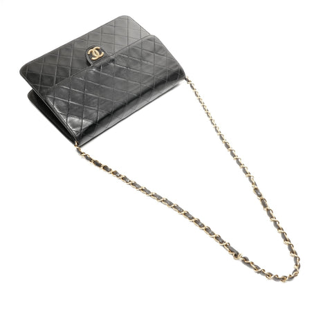 CHANEL No. 4 1996-1997 Push Lock Matelasse Shoulder Bag black WS24960