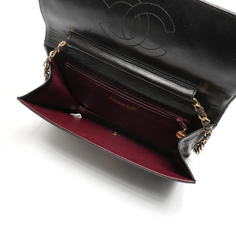 CHANEL No. 4 1996-1997 Push Lock Matelasse Shoulder Bag black WS24960