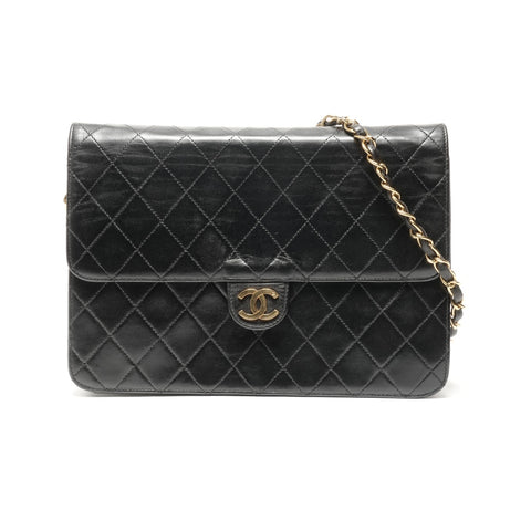 CHANEL No. 4 1996-1997 Push Lock Matelasse Shoulder Bag black WS24960