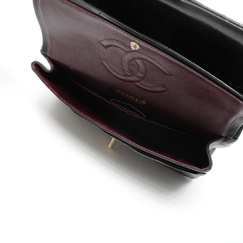 CHANEL No. 8 2003-2004 Double Flap Matelasse 9.8" Lambskin Shoulder Bag black WS24961