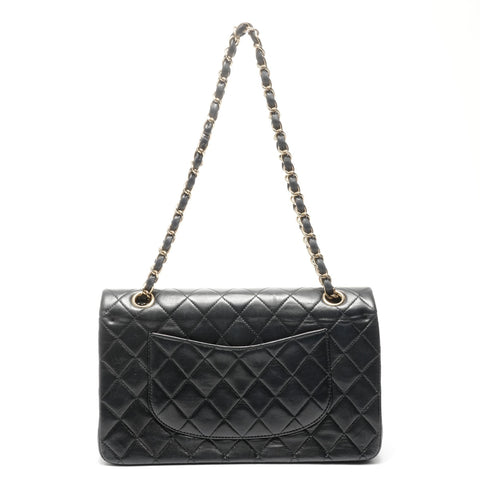 CHANEL No. 8 2003-2004 Double Flap Matelasse 9.8" Lambskin Shoulder Bag black WS24961