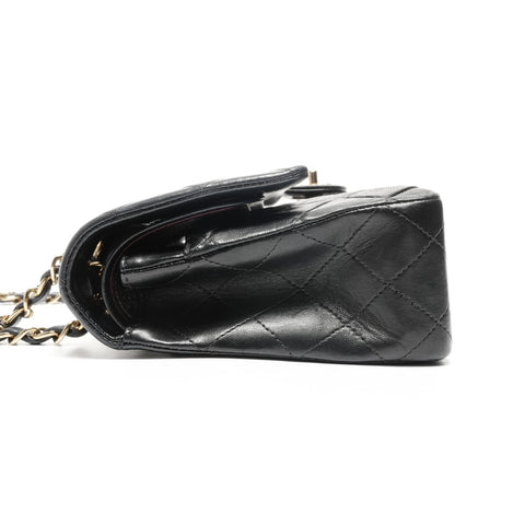 CHANEL No. 8 2003-2004 Double Flap Matelasse 9.8" Lambskin Shoulder Bag black WS24961