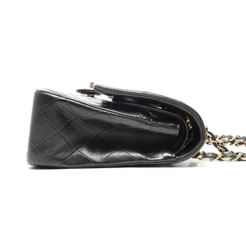 CHANEL No. 8 2003-2004 Double Flap Matelasse 9.8" Lambskin Shoulder Bag black WS24961