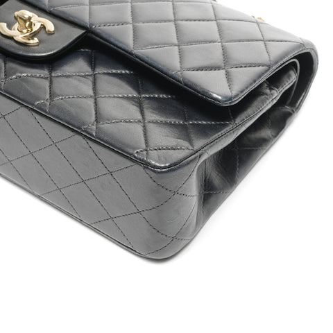 CHANEL No. 8 2003-2004 Double Flap Matelasse 9.8" Lambskin Shoulder Bag black WS24961