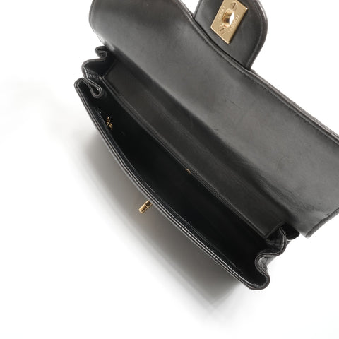 CHANEL No. 4 1996-1997 Double Face Matelasse 9.8" Lambskin Shoulder Bag black WS24962