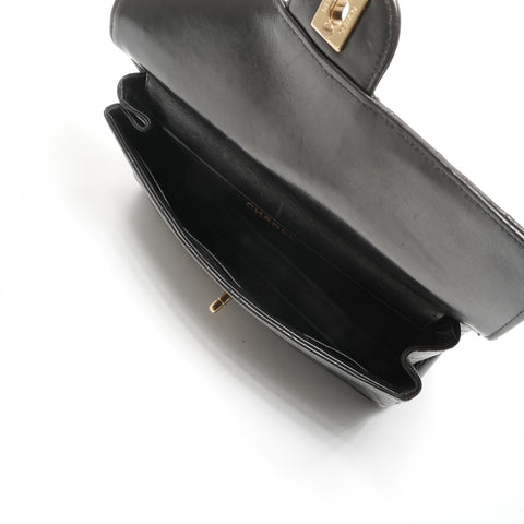 CHANEL No. 4 1996-1997 Double Face Matelasse 9.8" Lambskin Shoulder Bag black WS24962