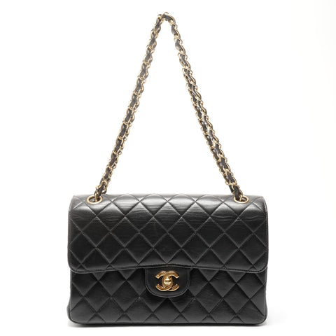 CHANEL No. 4 1996-1997 Double Face Matelasse 9.8" Lambskin Shoulder Bag black WS24962