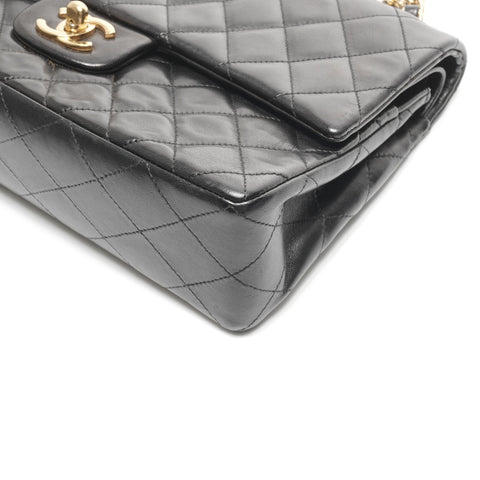 CHANEL No. 1 1989-1991 Double Flap Matelasse 9.8" Lambskin Shoulder Bag black WS24963