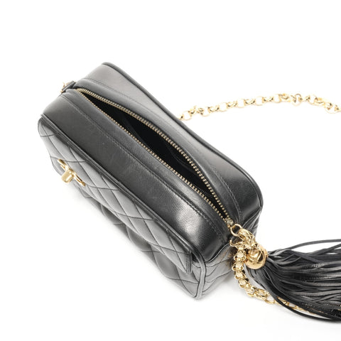 CHANEL No. 2 1991-1994 Lambskin Turnlock Camera Bag Shoulder Bag black WS24965