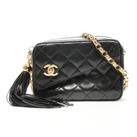 CHANEL Nr. 2 1991-1994 Lammleder Turnlock Kameratasche Umhängetasche schwarz WS24965